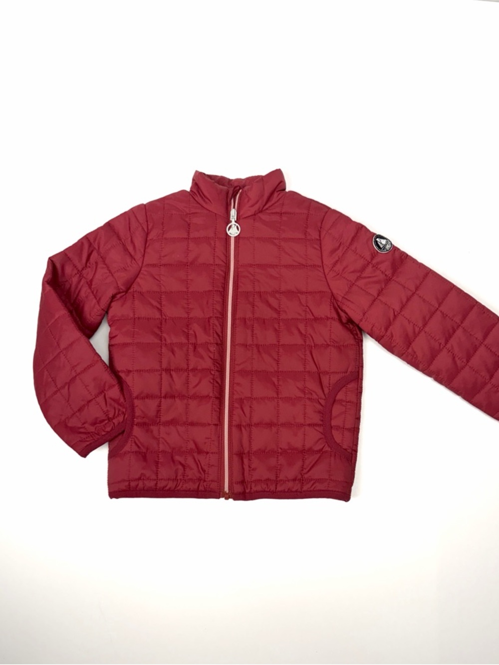 Petit Bateau Kids Red Quilted Puff Jacket 3 Years Stowaway Hood Lightweight